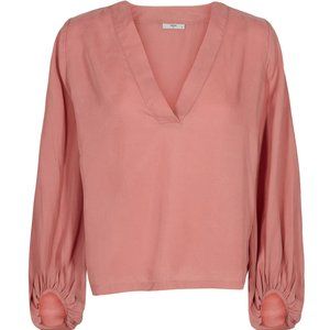 Minimun V-Neck Rose Bishop Sleeve Blouse Size 6